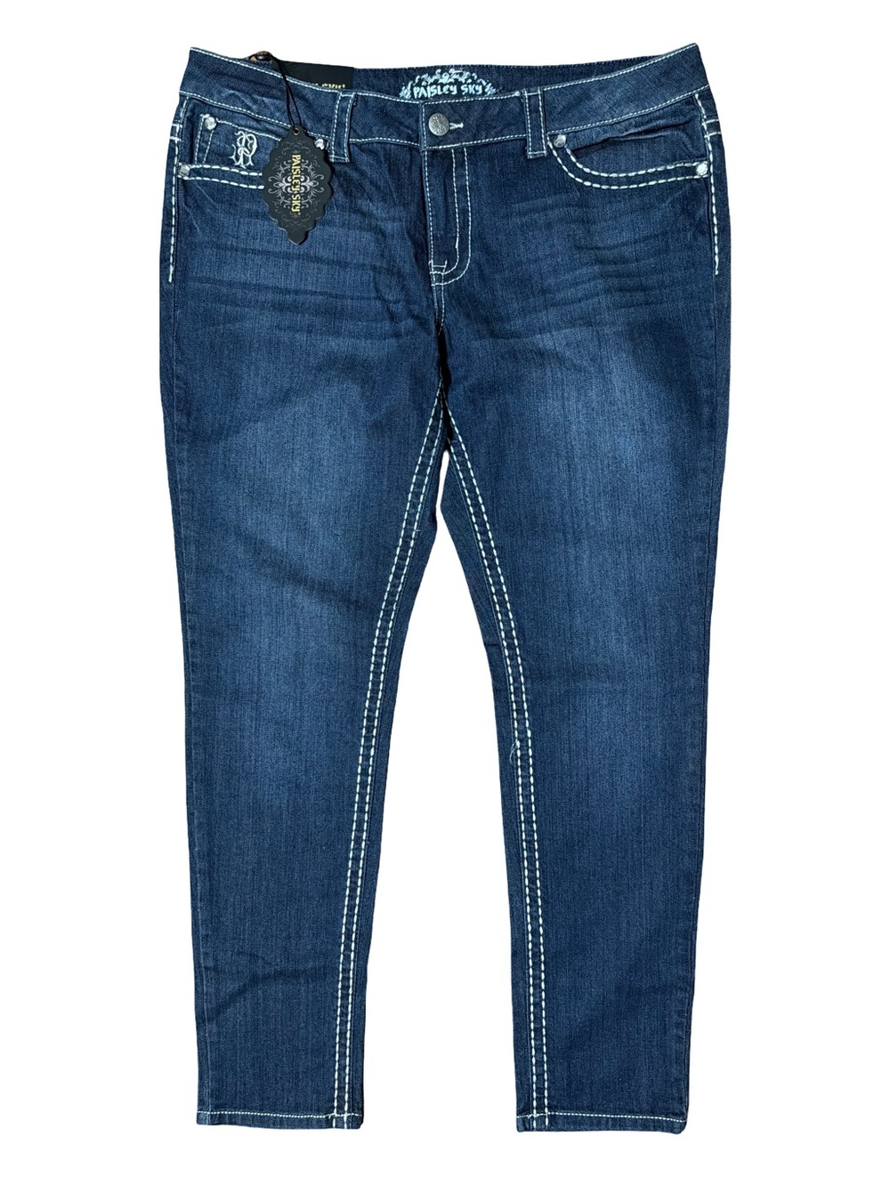 Paisley Sky Dark Blue Bootcut Jeans